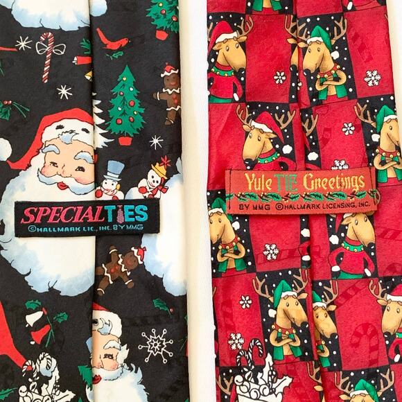 HALLMARK CHRISTMAS Neck Ties Santa Reindeer Festive Happy Holidays and Parties - Picture 2 of 10